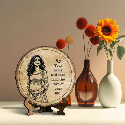 Oakwhisper Handcrafted Mango Wood Brown Plaque with Stand Gift Set | 8 inches