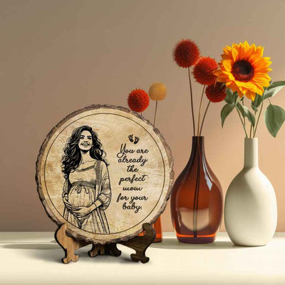 Momimprint Handcrafted Mango Wood Brown Plaque with Stand Gift Set | 8 inches