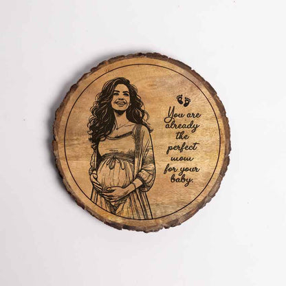 Momimprint Handcrafted Mango Wood Brown Plaque with Stand Gift Set | 8 inches