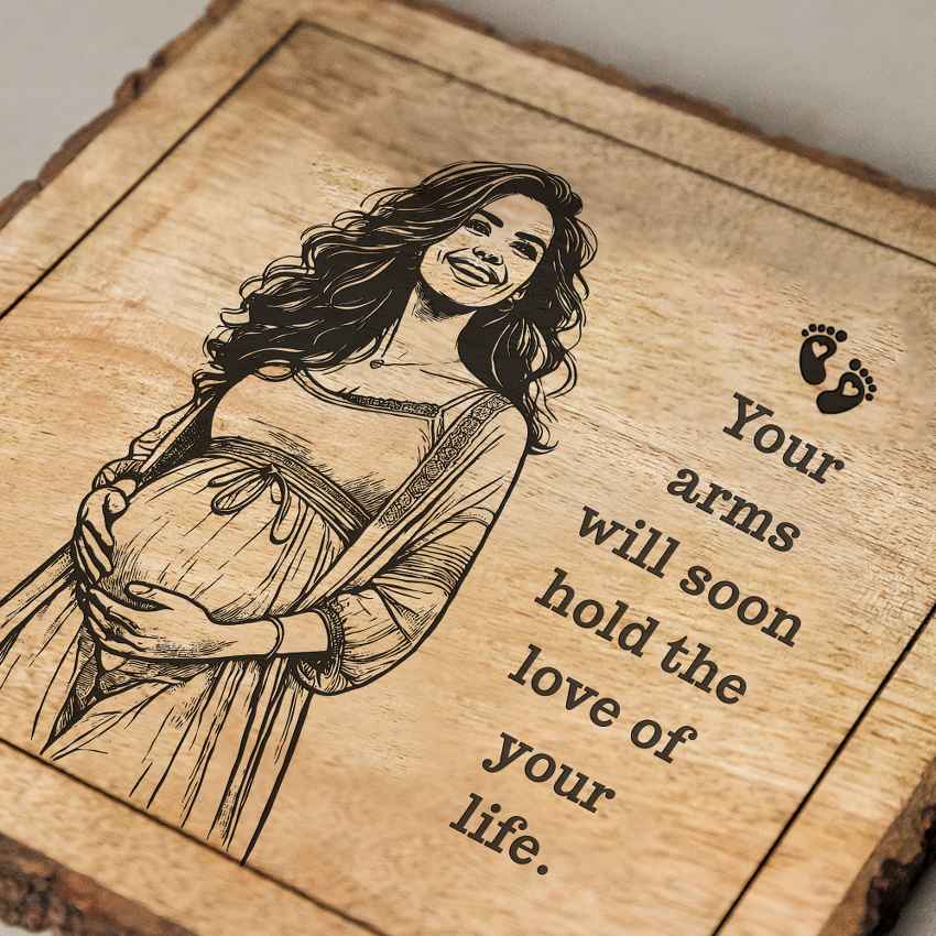Rootednote Handcrafted Mango Wood Brown Plaque with Stand Gift Set | 8 x 8 inches