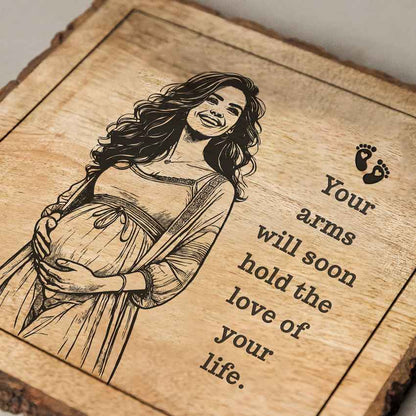 Rootednote Handcrafted Mango Wood Brown Plaque with Stand Gift Set | 8 x 8 inches