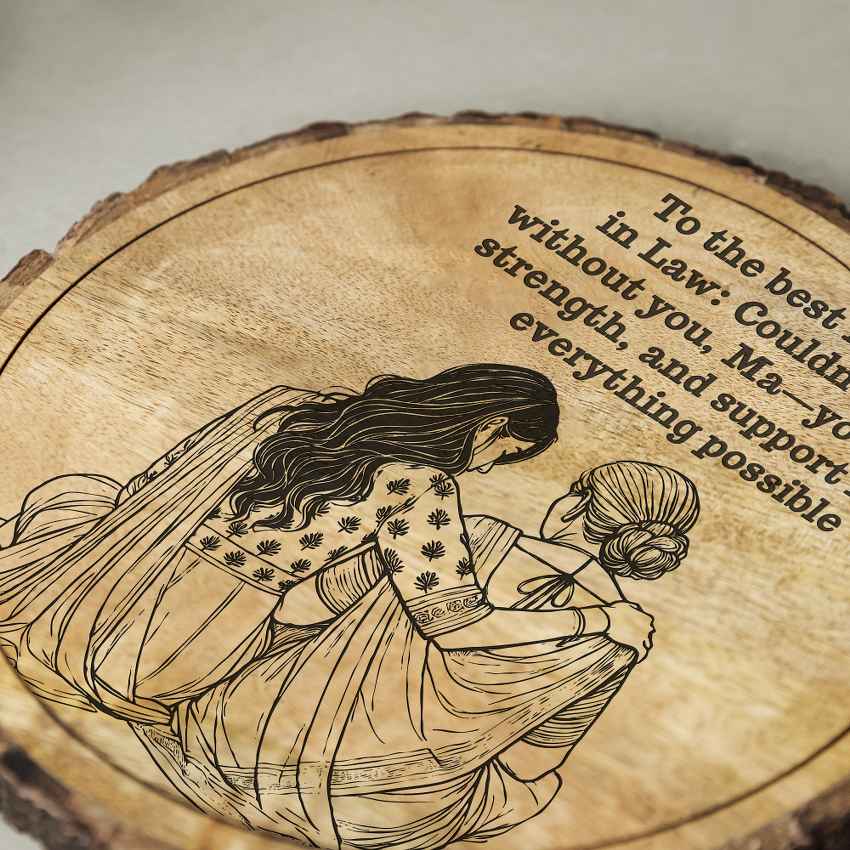 Soulnest Handcrafted Mango Wood Brown Plaque with Stand Gift Set | 8 inches
