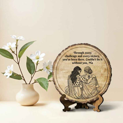 Craftedwomb Handcrafted Mango Wood Brown Plaque with Stand Gift Set | 8 inches
