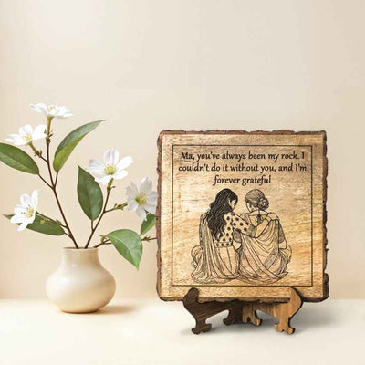 Woodensoul Handcrafted Mango Wood Brown Plaque with Stand Gift Set | 8 x 8 inches