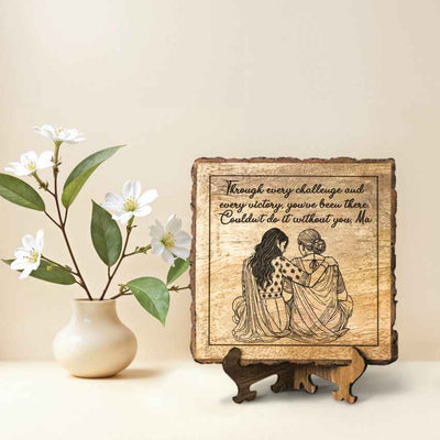 Nurtureetched Handcrafted Mango Wood Brown Plaque with Stand Gift Set | 8 x 8 inches