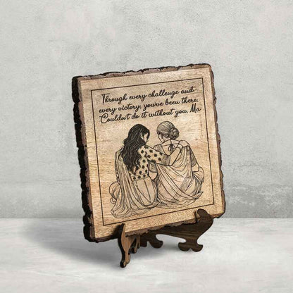 Nurtureetched Handcrafted Mango Wood Brown Plaque with Stand Gift Set | 8 x 8 inches