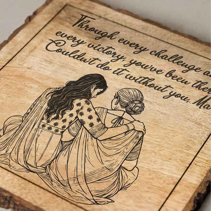 Nurtureetched Handcrafted Mango Wood Brown Plaque with Stand Gift Set | 8 x 8 inches