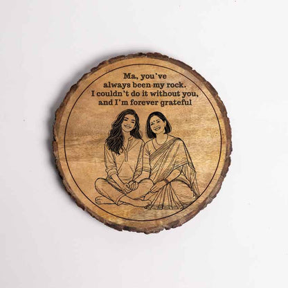 Woodwhimsy Handcrafted Mango Wood Brown Plaque with Stand Gift Set | 8 inches