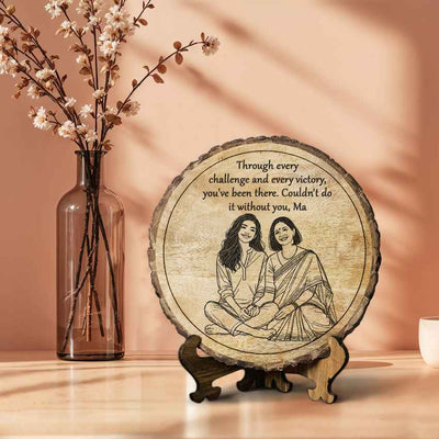 Lovering Handcrafted Mango Wood Brown Plaque with Stand Gift Set | 8 inches
