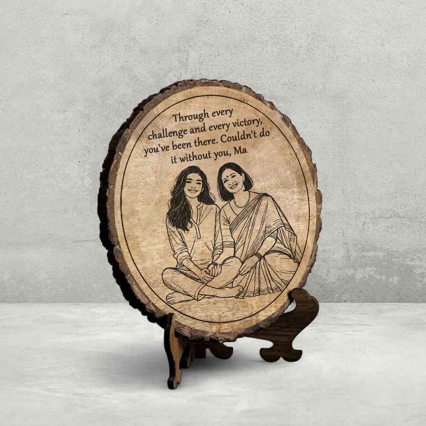 Lovering Handcrafted Mango Wood Brown Plaque with Stand Gift Set | 8 inches