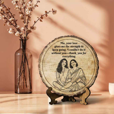 Barkbond Handcrafted Mango Wood Brown Plaque with Stand Gift Set | 8 inches