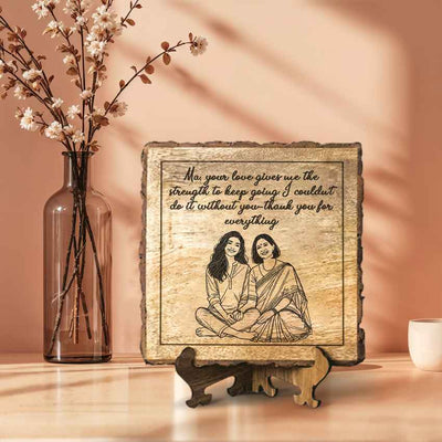 Plaqueful Handcrafted Mango Wood Brown Plaque with Stand Gift Set | 8 x 8 inches