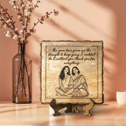 Plaqueful Handcrafted Mango Wood Brown Plaque with Stand Gift Set | 8 x 8 inches
