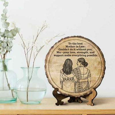 Lovegrain Handcrafted Mango Wood Brown Plaque with Stand Gift Set | 8 inches