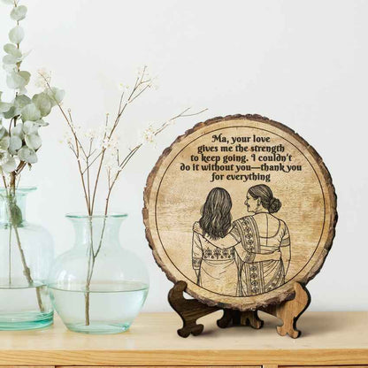 Warmthwoven Handcrafted Mango Wood Brown Plaque with Stand Gift Set | 8 inches