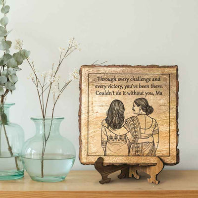 Leaflove Handcrafted Mango Wood Brown Plaque with Stand Gift Set | 8 x 8 inches