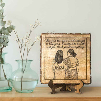 Dearetch Handcrafted Mango Wood Brown Plaque with Stand Gift Set | 8 x 8 inches