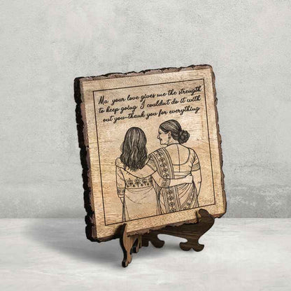 Dearetch Handcrafted Mango Wood Brown Plaque with Stand Gift Set | 8 x 8 inches