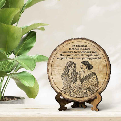 Rootwhisper Handcrafted Mango Wood Brown Plaque with Stand Gift Set | 8 inches