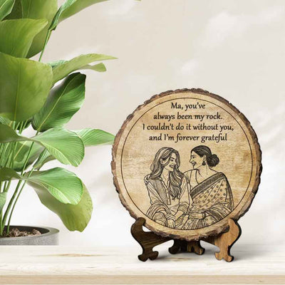 Knotblessed Handcrafted Mango Wood Brown Plaque with Stand Gift Set | 8 inches