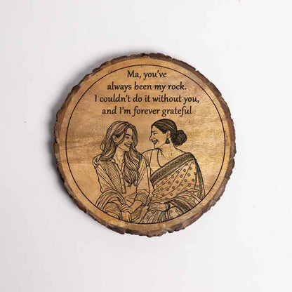 Knotblessed Handcrafted Mango Wood Brown Plaque with Stand Gift Set | 8 inches