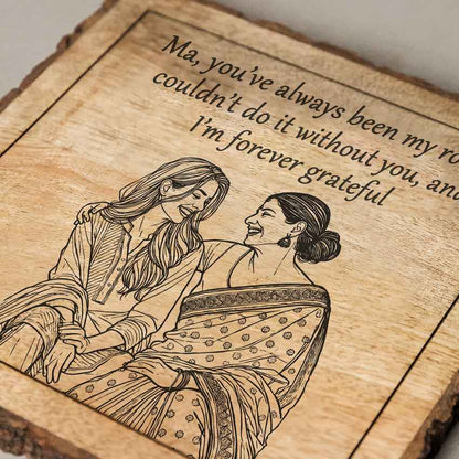 Evermom Handcrafted Mango Wood Brown Plaque with Stand Gift Set | 8 x 8 inches