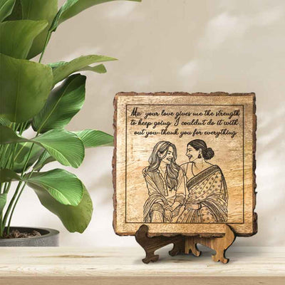 Rusticembrace Handcrafted Mango Wood Brown Plaque with Stand Gift Set | 8 x 8 inches