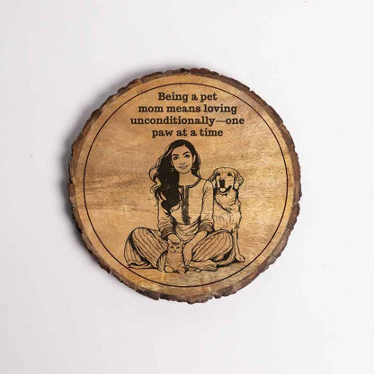 Wombwood Handcrafted Mango Wood Brown Plaque with Stand Gift Set | 8 inches
