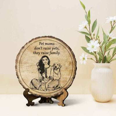Carvella Handcrafted Mango Wood Brown Plaque with Stand Gift Set | 8 inches