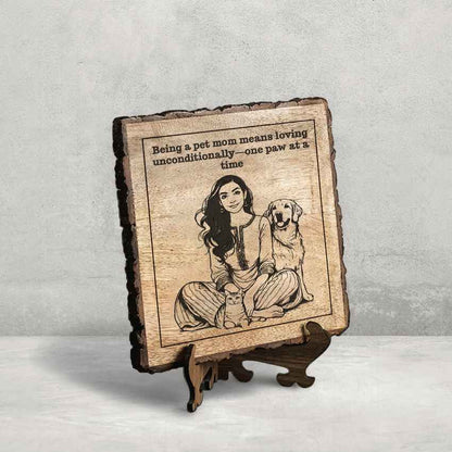 Nestoria Handcrafted Mango Wood Brown Plaque with Stand Gift Set | 8 x 8 inches