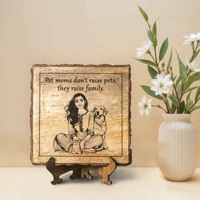 Soulroot Handcrafted Mango Wood Brown Plaque with Stand Gift Set | 8 x 8 inches