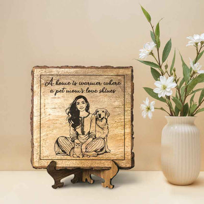 Mumaura Handcrafted Mango Wood Brown Plaque with Stand Gift Set | 8 x 8 inches