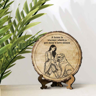 Huggrain Handcrafted Mango Wood Brown Plaque with Stand Gift Set | 8 inches