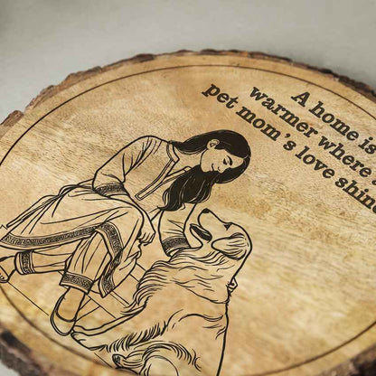 Huggrain Handcrafted Mango Wood Brown Plaque with Stand Gift Set | 8 inches