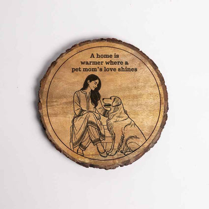 Huggrain Handcrafted Mango Wood Brown Plaque with Stand Gift Set | 8 inches