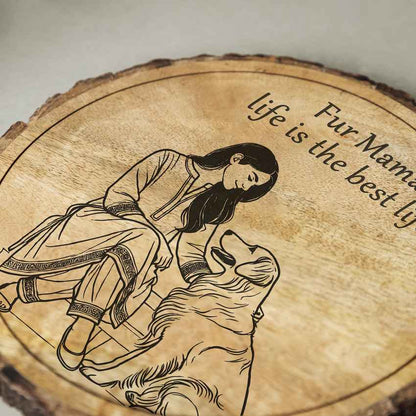 Motheretch Handcrafted Mango Wood Brown Plaque with Stand Gift Set | 8 inches