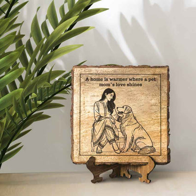 Nurtureleaf Handcrafted Mango Wood Brown Plaque with Stand Gift Set | 8 x 8 inches