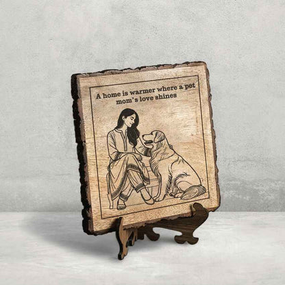 Nurtureleaf Handcrafted Mango Wood Brown Plaque with Stand Gift Set | 8 x 8 inches