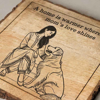 Nurtureleaf Handcrafted Mango Wood Brown Plaque with Stand Gift Set | 8 x 8 inches