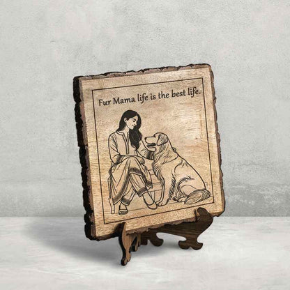 Plankaura Handcrafted Mango Wood Brown Plaque with Stand Gift Set | 8 x 8 inches