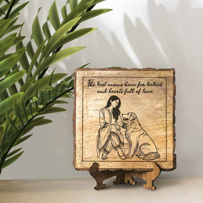Eternamom Handcrafted Mango Wood Brown Plaque with Stand Gift Set | 8 x 8 inches