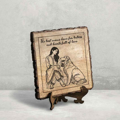 Eternamom Handcrafted Mango Wood Brown Plaque with Stand Gift Set | 8 x 8 inches