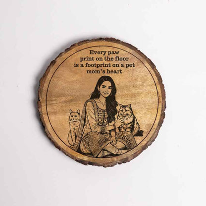 Heartroot Handcrafted Mango Wood Brown Plaque with Stand Gift Set | 8 inches