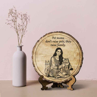 Bondetch Handcrafted Mango Wood Brown Plaque with Stand Gift Set | 8 inches