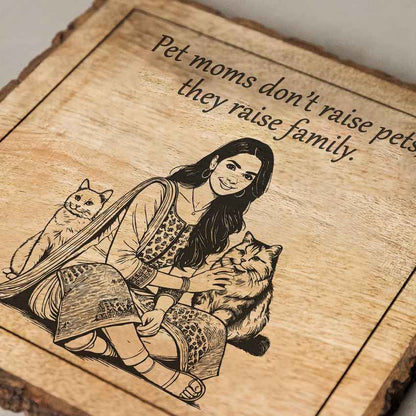 Warmecho Handcrafted Mango Wood Brown Plaque with Stand Gift Set | 8 x 8 inches
