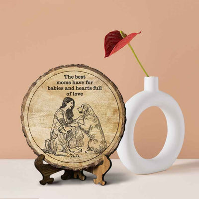 Naturma Handcrafted Mango Wood Brown Plaque with Stand Gift Set | 8 inches