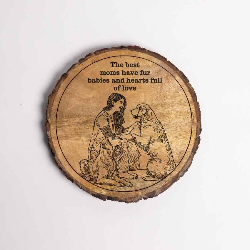 Naturma Handcrafted Mango Wood Brown Plaque with Stand Gift Set | 8 inches
