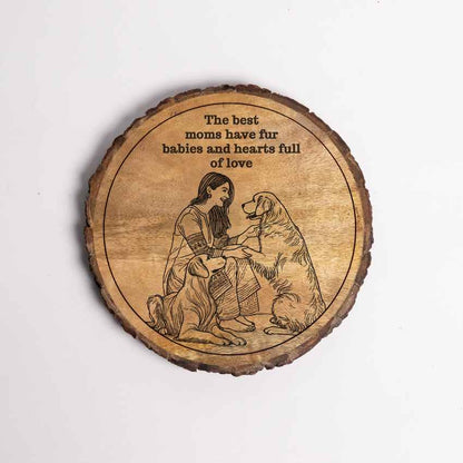 Naturma Handcrafted Mango Wood Brown Plaque with Stand Gift Set | 8 inches