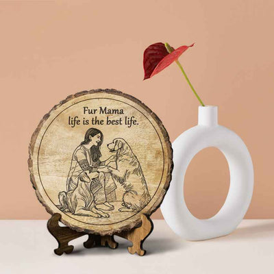 Matriglow Handcrafted Mango Wood Brown Plaque with Stand Gift Set | 8 inches