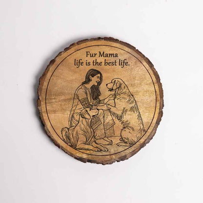 Matriglow Handcrafted Mango Wood Brown Plaque with Stand Gift Set | 8 inches